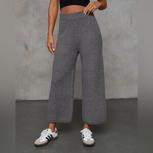 Vici Always Cozy Ribbed Wide Leg Pants - Gray - New